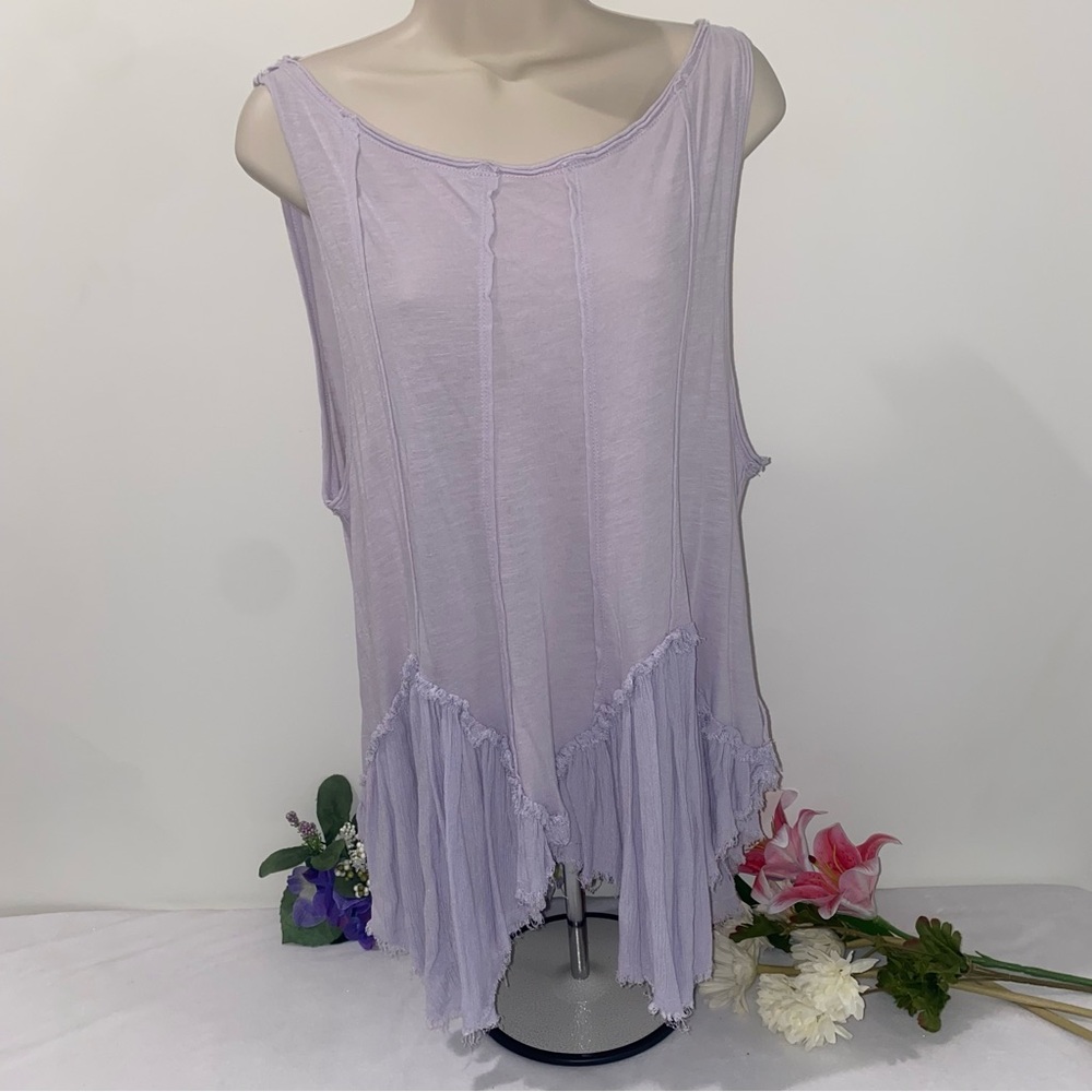 We The Free by Free people Purple Asymmetrical Ruffled Tank Top